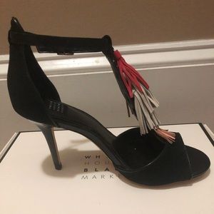 WHBM black heels with tassel accents size 6